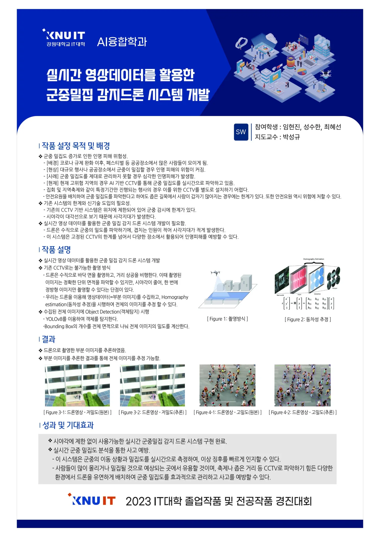 실시간 영상데이터를 활용한 군중밀집 감지드론 시스템 졸업작품 판넬